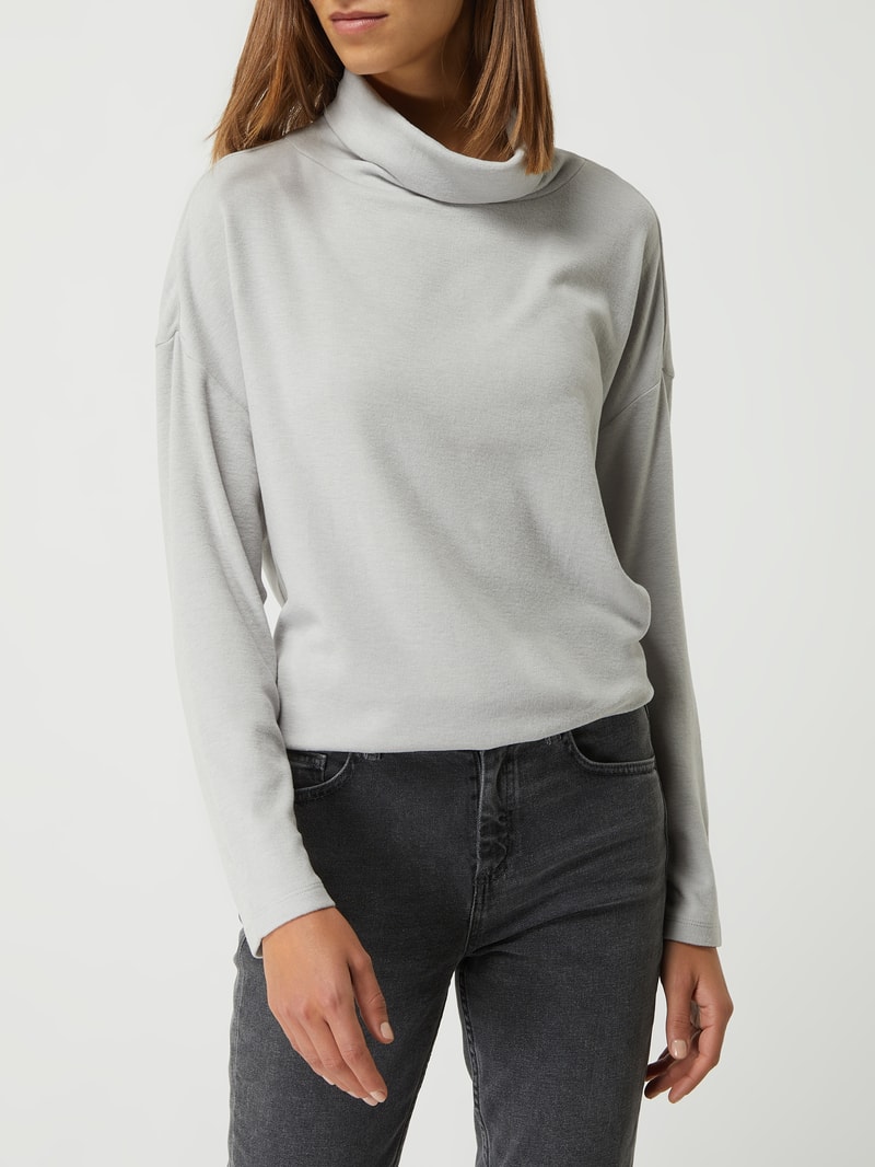 Sweatshirt mit Rollkragen in mittelgrau meliert