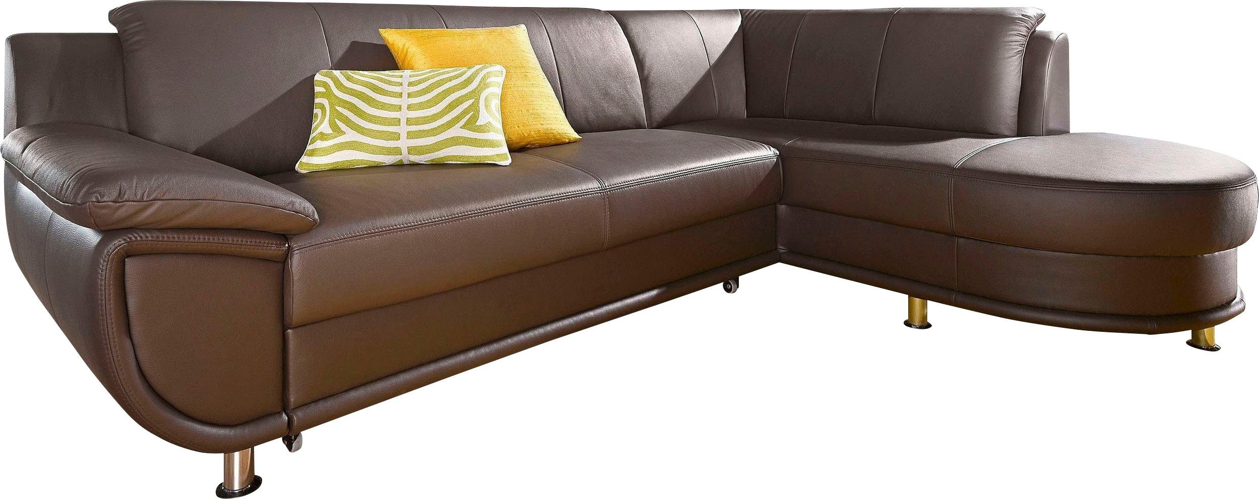 TRENDMANUFAKTUR Ecksofa, wahlweise mit komfortablem Federkern, wahlweise mit Bettfunktion