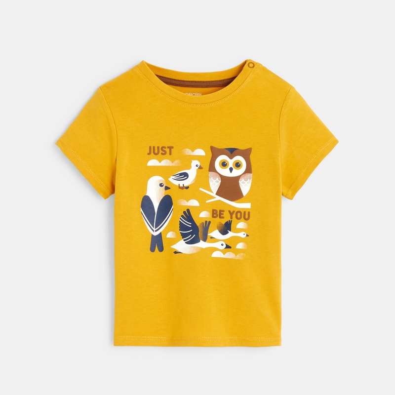 T-shirt oiseaux jaune bébé garçon