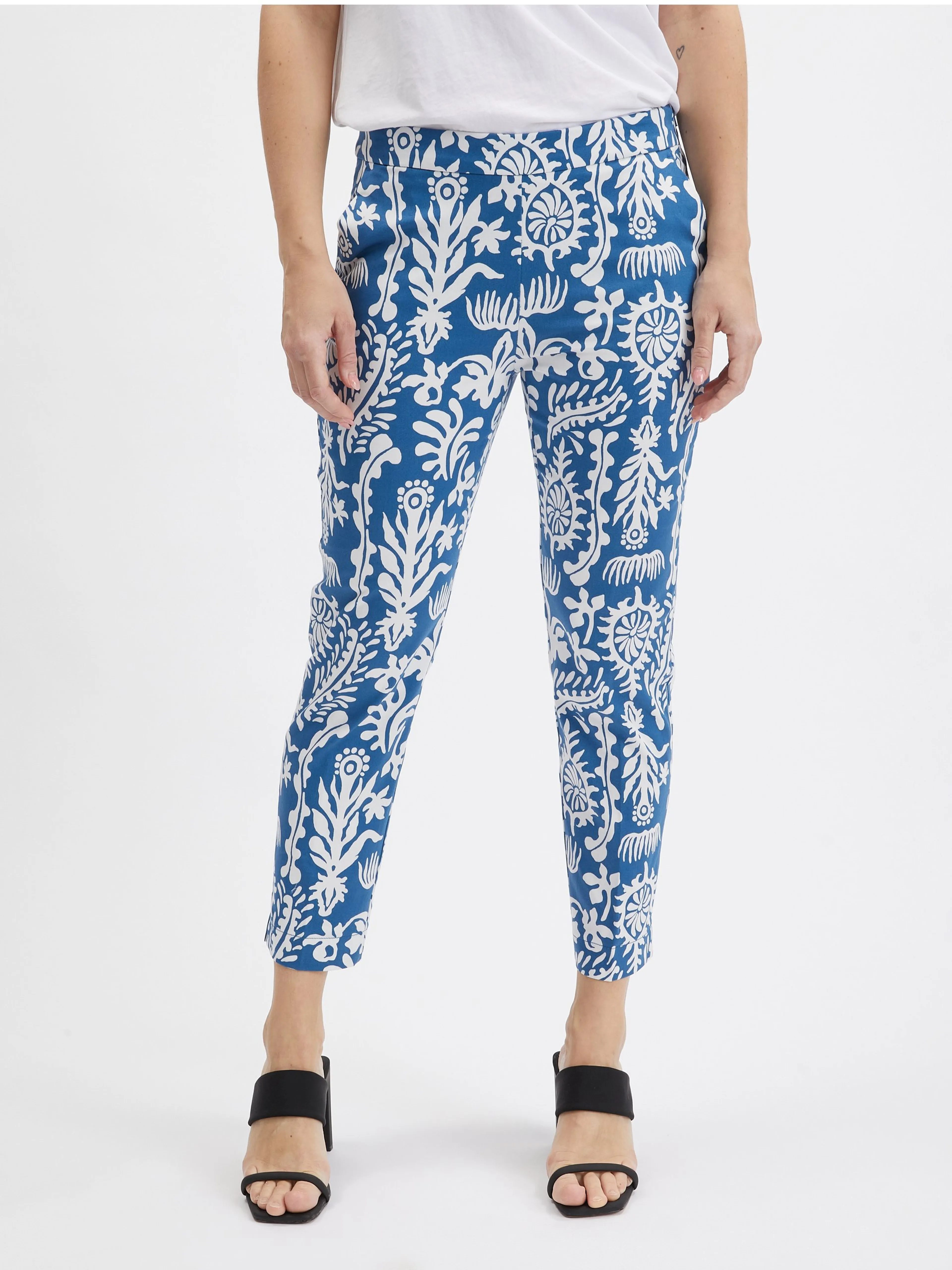 Weiß und blau gemusterte Damen-Culottes ORSAY