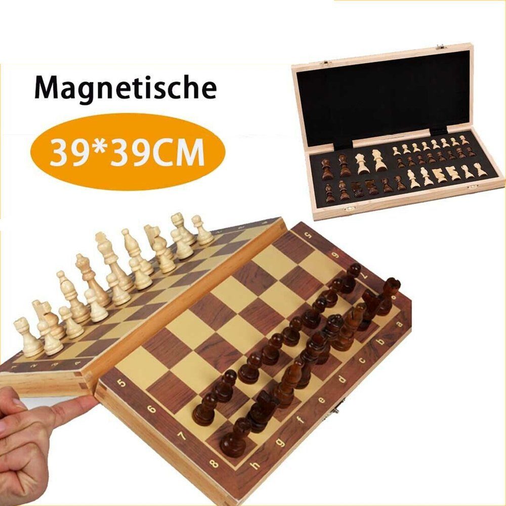 Dekorative Spieler Magnetische Holz Schach 39*39cm Schach Schachspiel mit Schachfiguren (1-tlg) Strategiespiele für Kinder