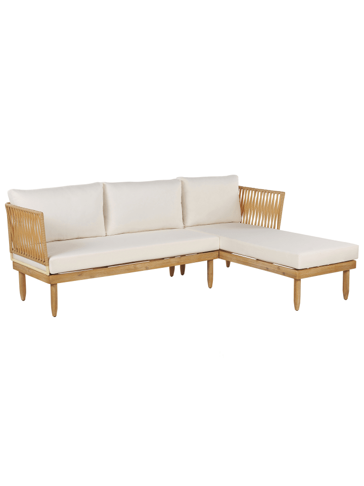 Beliani 4-tlg Lounge Set CREMONA in Heller Holzfarbton/Weiß günstig kaufen onesize