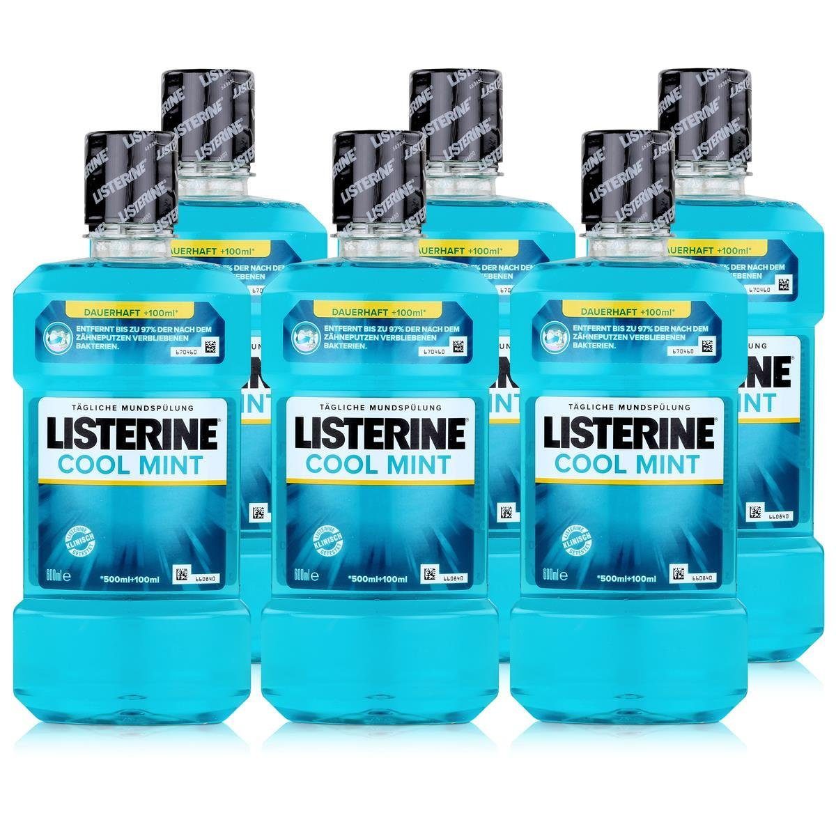 Listerine Mundspülung, Listerine Cool Mint 600ml - Mundspülung mit Minzgeschmack (6er Pack)