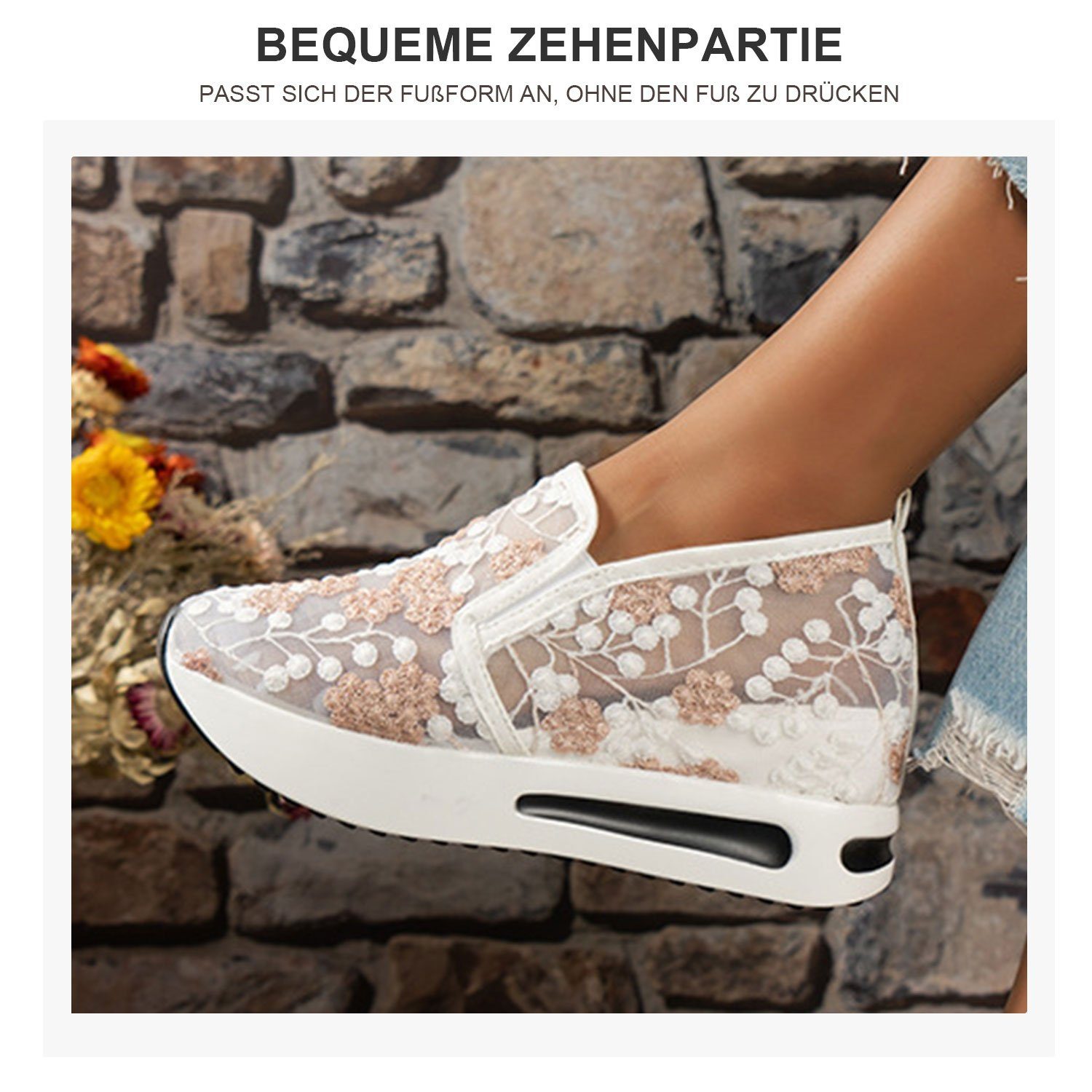Daisred Freizeitschuh Keilabsatz Plateauschuhe Sneaker Halbschuhe Slipper