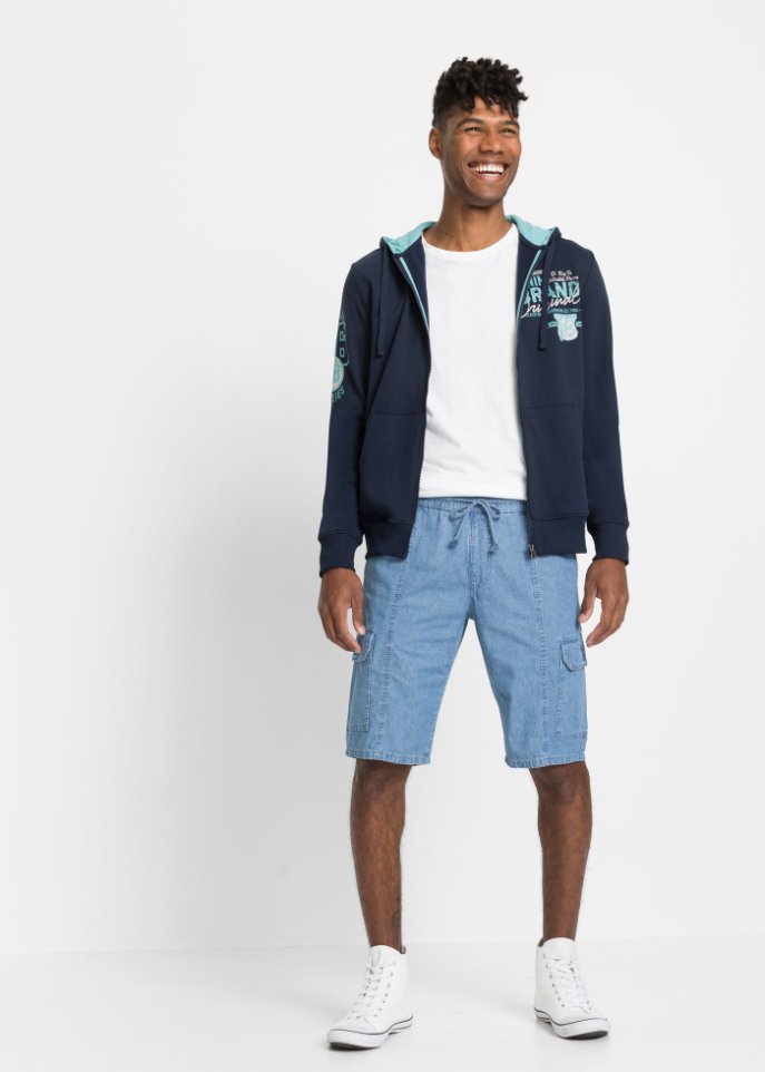 Jeans-Schlupf-Bermuda mit Cargotaschen, Loose Fit (2er Pack)