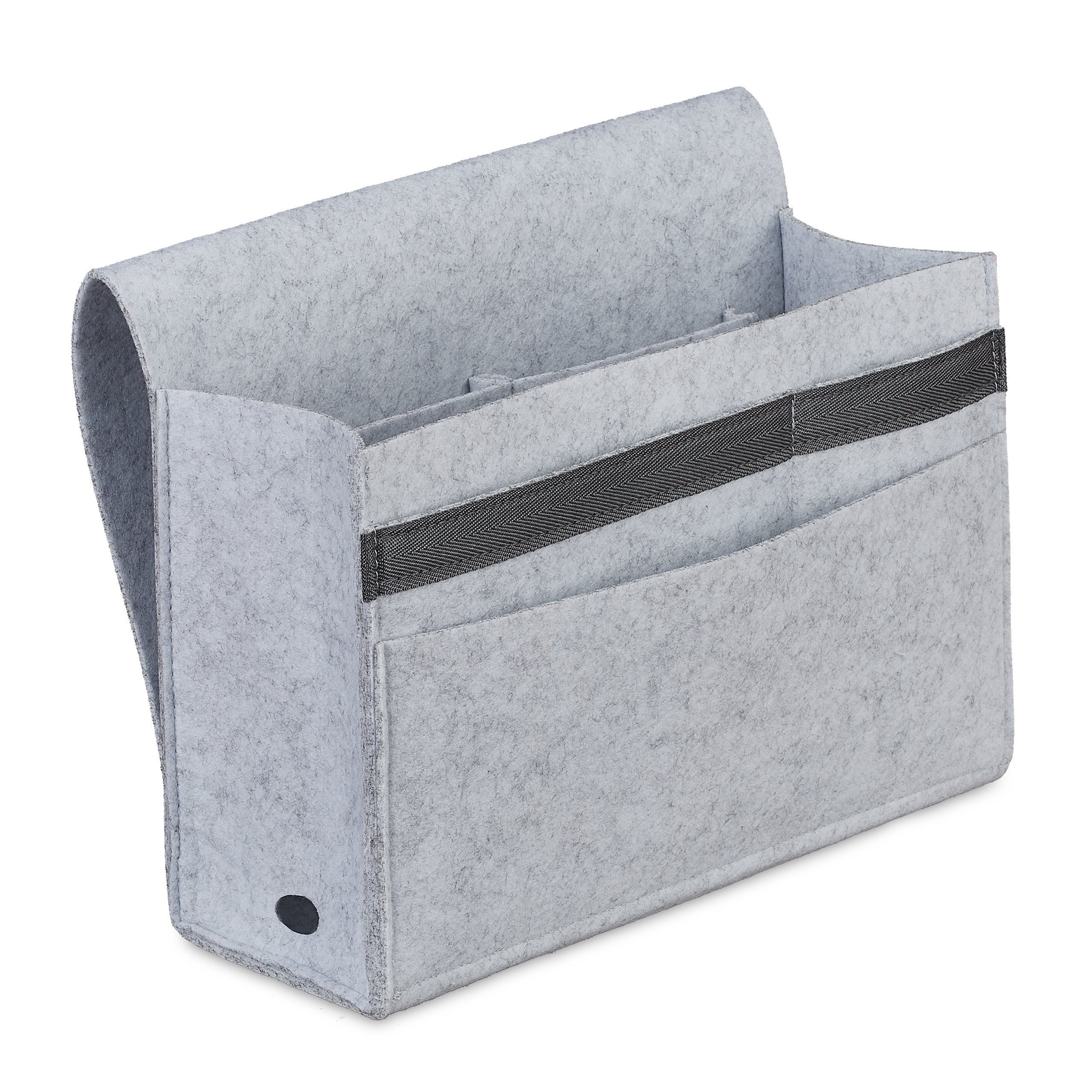 relaxdays Betttasche Betttasche mit Klettverschluss, hellgrau