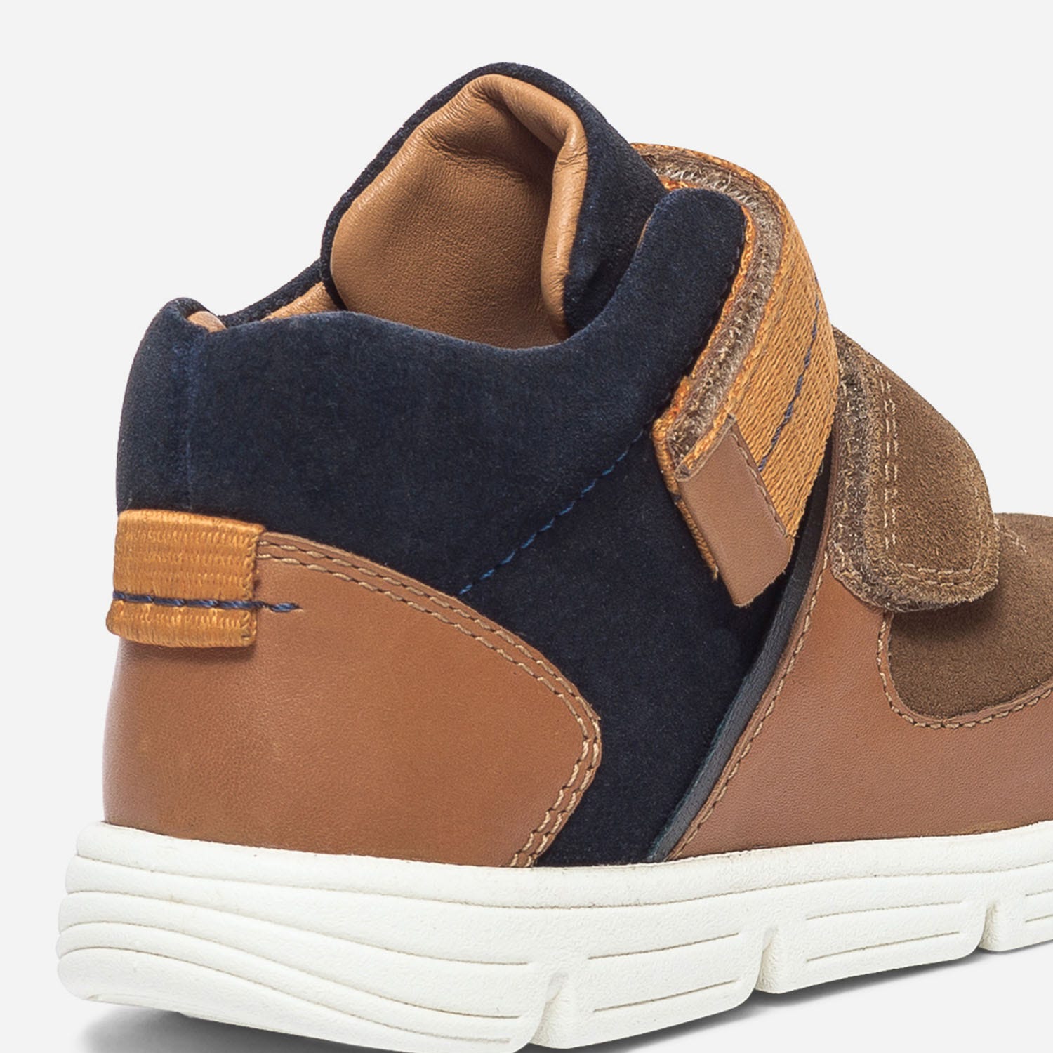 Basket camel, marine et marron bi matière