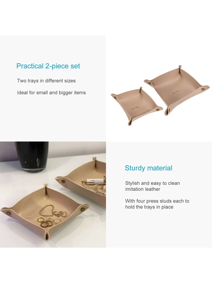 Intirilife 2x Taschenleerer Schmuck Schlüselablage Kunstleder in Beige günstig kaufen 2 Stück