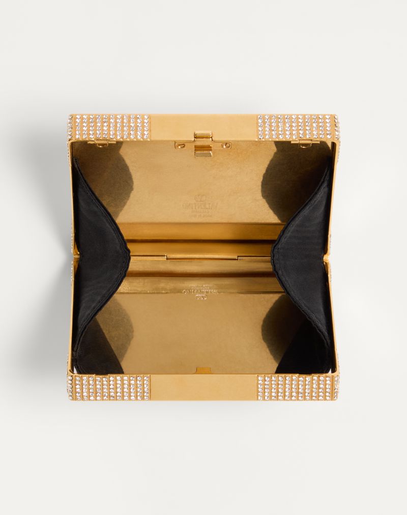 Minaudière Valentino Garavani Minaumorphe In Metallo Con Cristalli Swarovski® E Custodia In Raso