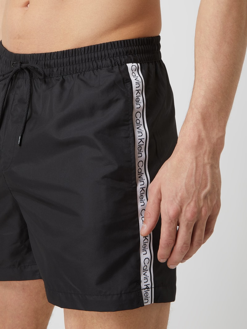 Badehose mit Logo-Streifen in schwarz