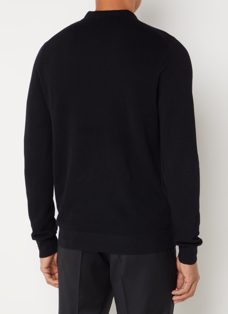 HUGO BOSS Fine-knit sweater in wool blend with half zip and logo
