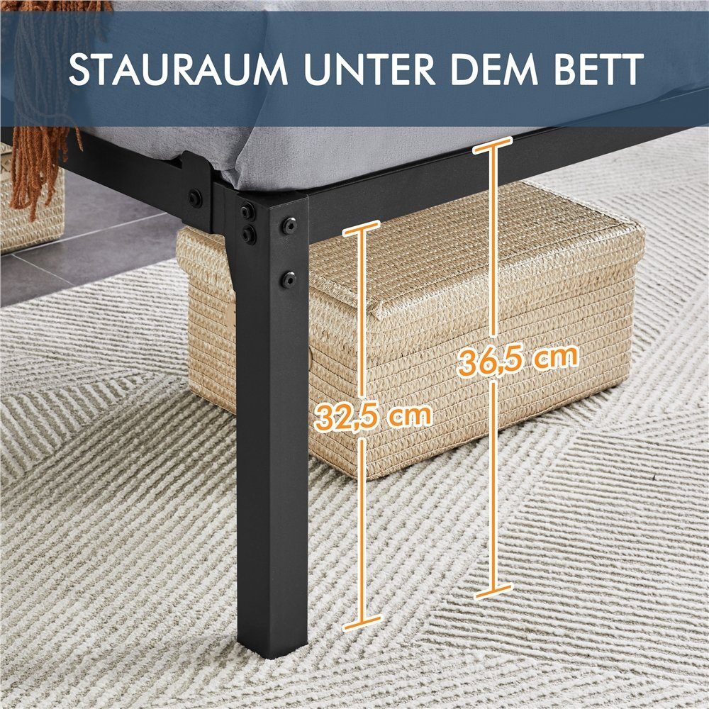 Yaheetech Metallbett, Bettrahmen 36cm H mit Lattenrost, Bettgestell aus Metall