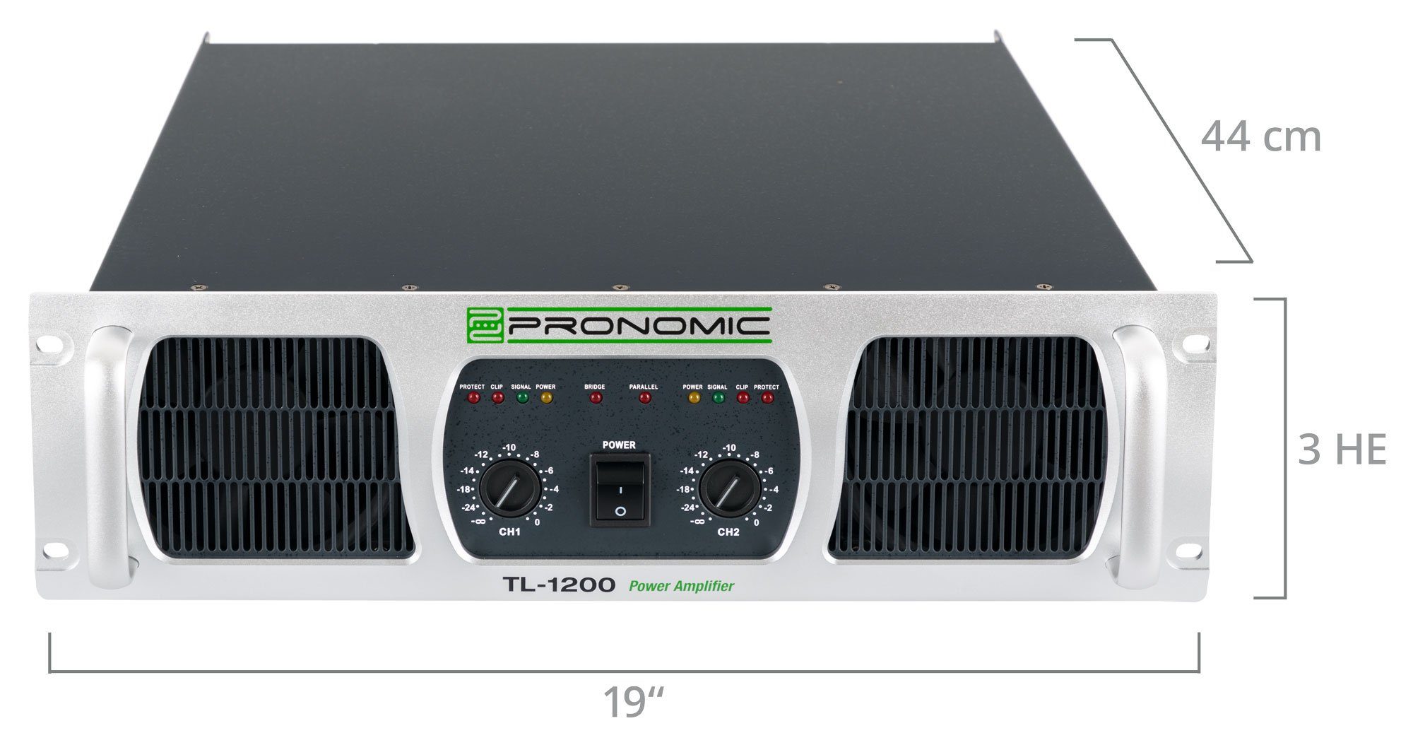 Pronomic TL-1200 Endstufe Verstärker (Anzahl Kanäle: 2, 4800 W, Stereo-Leistungsverstärker mit 2x 2400 Watt an 2 Ohm)