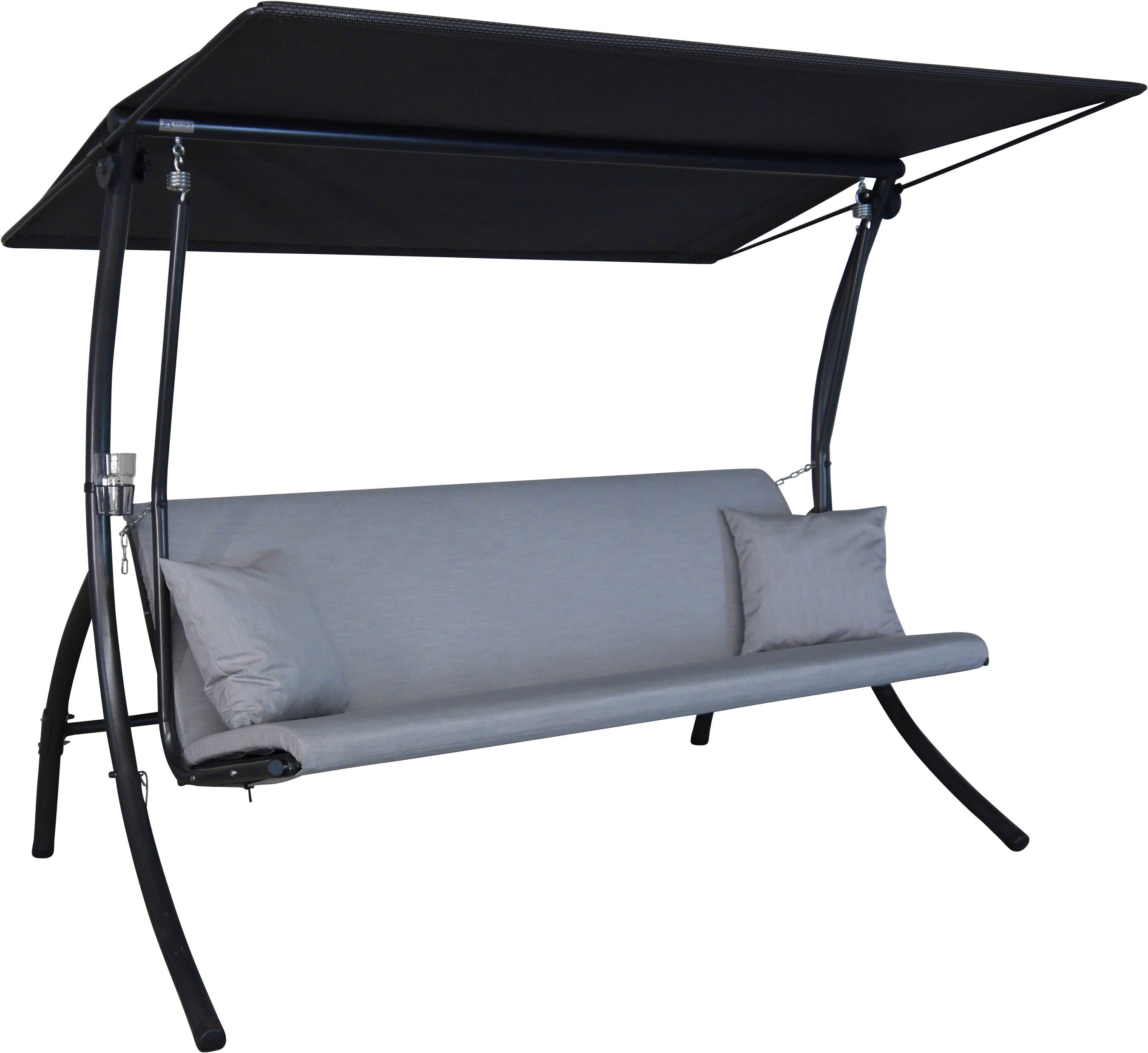 Angerer Freizeitmöbel Hollywoodschaukel Motion Zip granit, 3-Sitzer, Bettfunktion, wetterfest