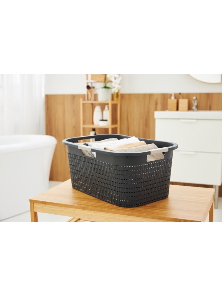 Rotho Wäschebox 40L COUNTRY - ergonomische Wäschebox aus Kunststoff  in Anthrazit günstig kaufen onesize