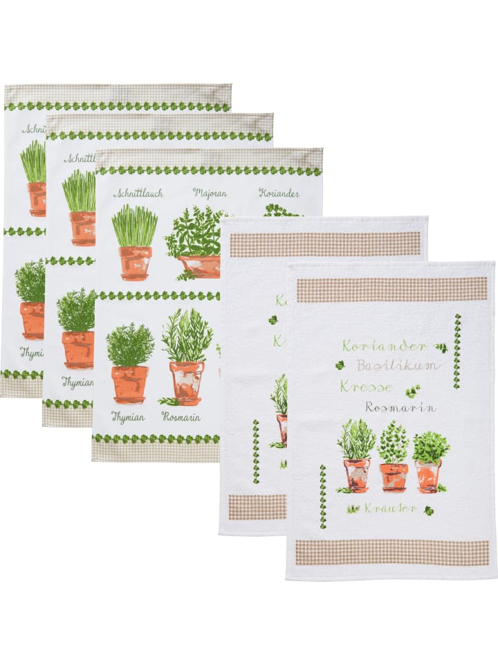 Erwin Müller Geschirrtuch-Set 5-tlg. in Kräuter günstig kaufen onesize