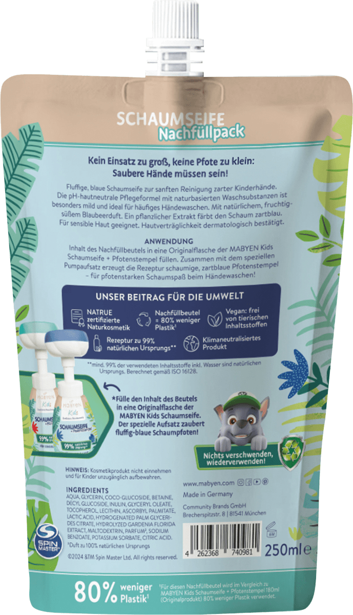 Schaumseife Paw Patrol blau, Nachfüllpack, 250 ml