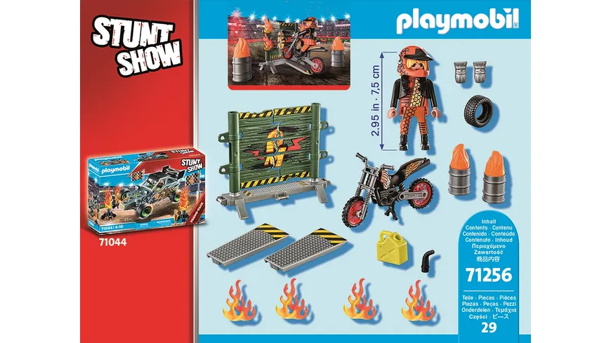 PLAYMOBIL 71256 - Starter Pack Stuntshow Motorrad mit Feuerwand