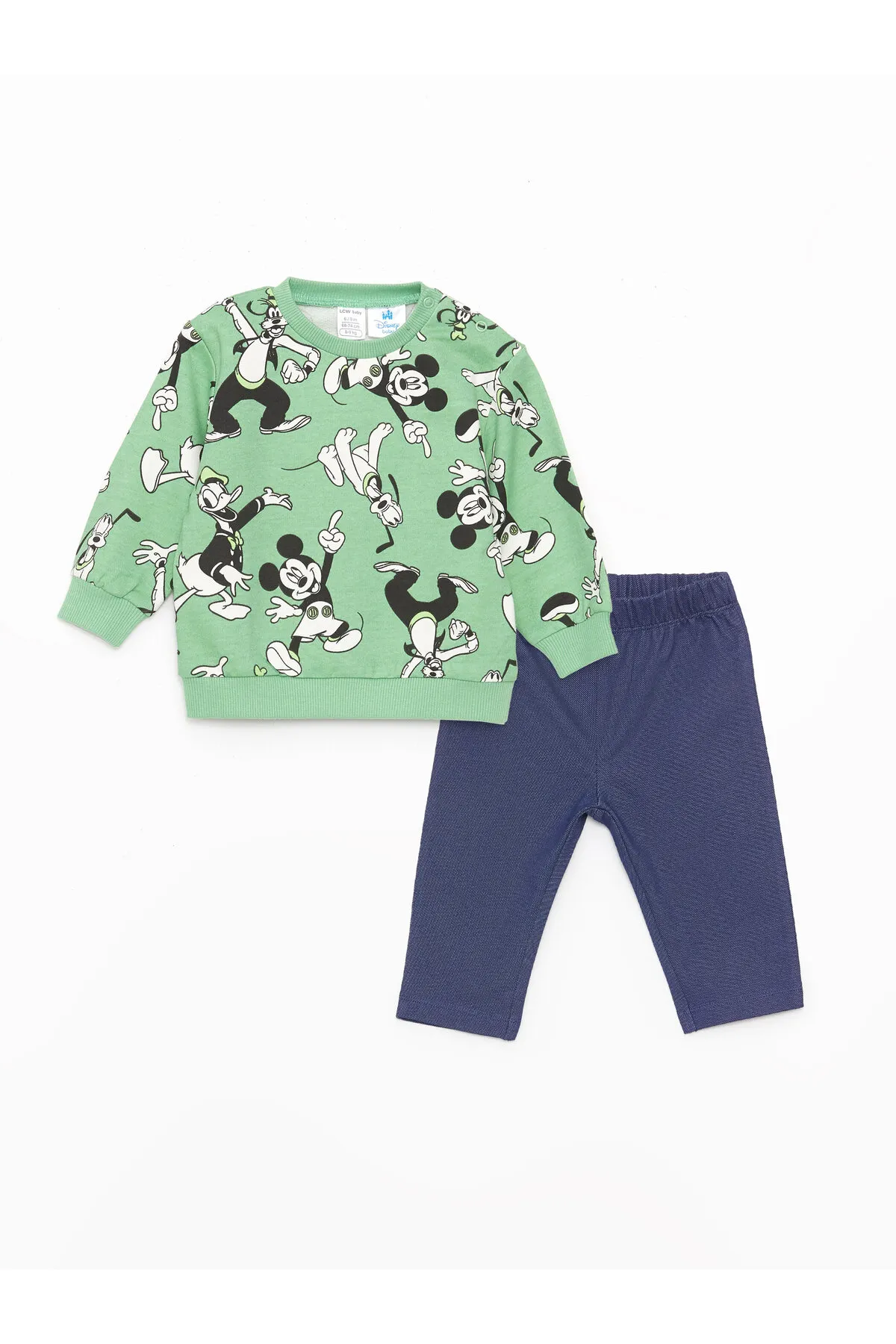 LC Waikiki  T-Shirt und Jogginghose für Babys mit Rundhalsausschnitt und Mickey-Mouse-Aufdruck im 2er-Set