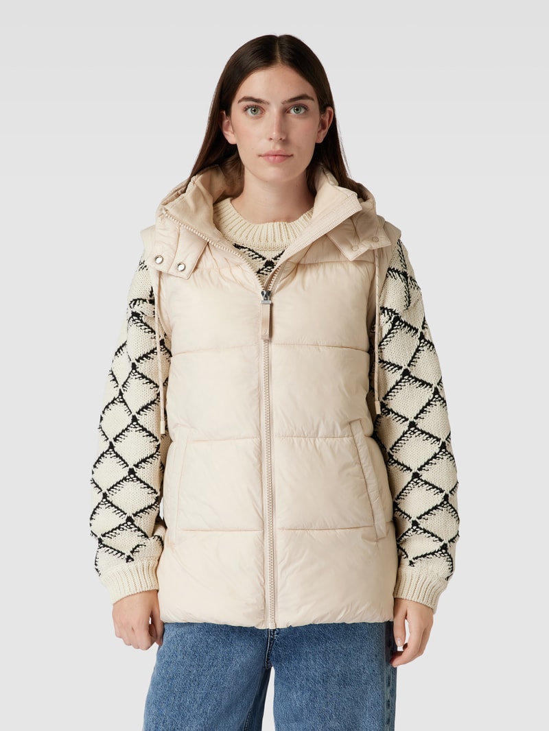 Steppweste mit Kapuze in beige