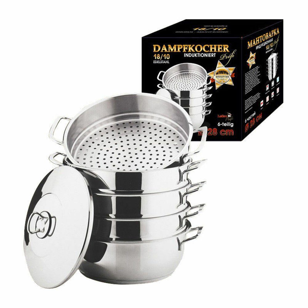 Olymp Handels GmbH Kochtopf Mantowarka Induktion Dampfgarer Dampfkocher 6 Tlg. Edelstahl