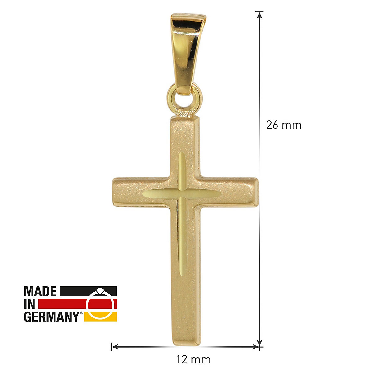 Kreuz-Anhänger für Kinder Gold 585 (14 Kt.) + Plattierte Kette Halsketten