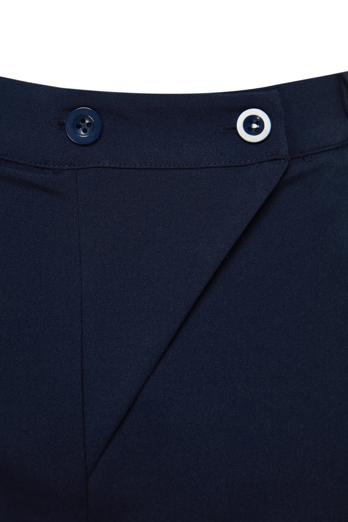 Trendyol Curve  Marineblaue, hoch taillierte, doppelt geknöpfte, asymmetrische, karierte Webhose TBBAW23AR00038