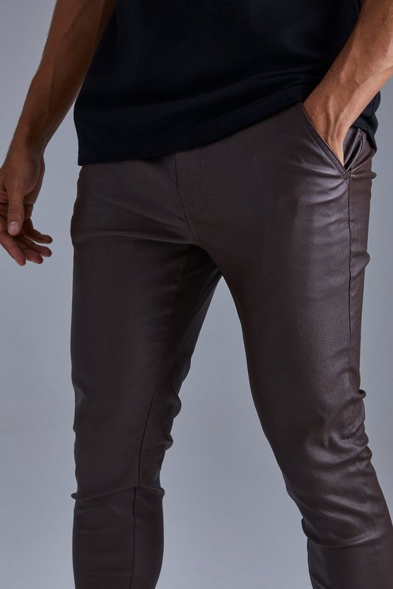 Beschichtete Skinny Twill-Hose