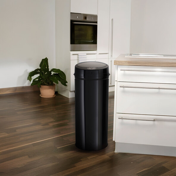 Abfalleimer mit Sensor, 42 l, INOX Black