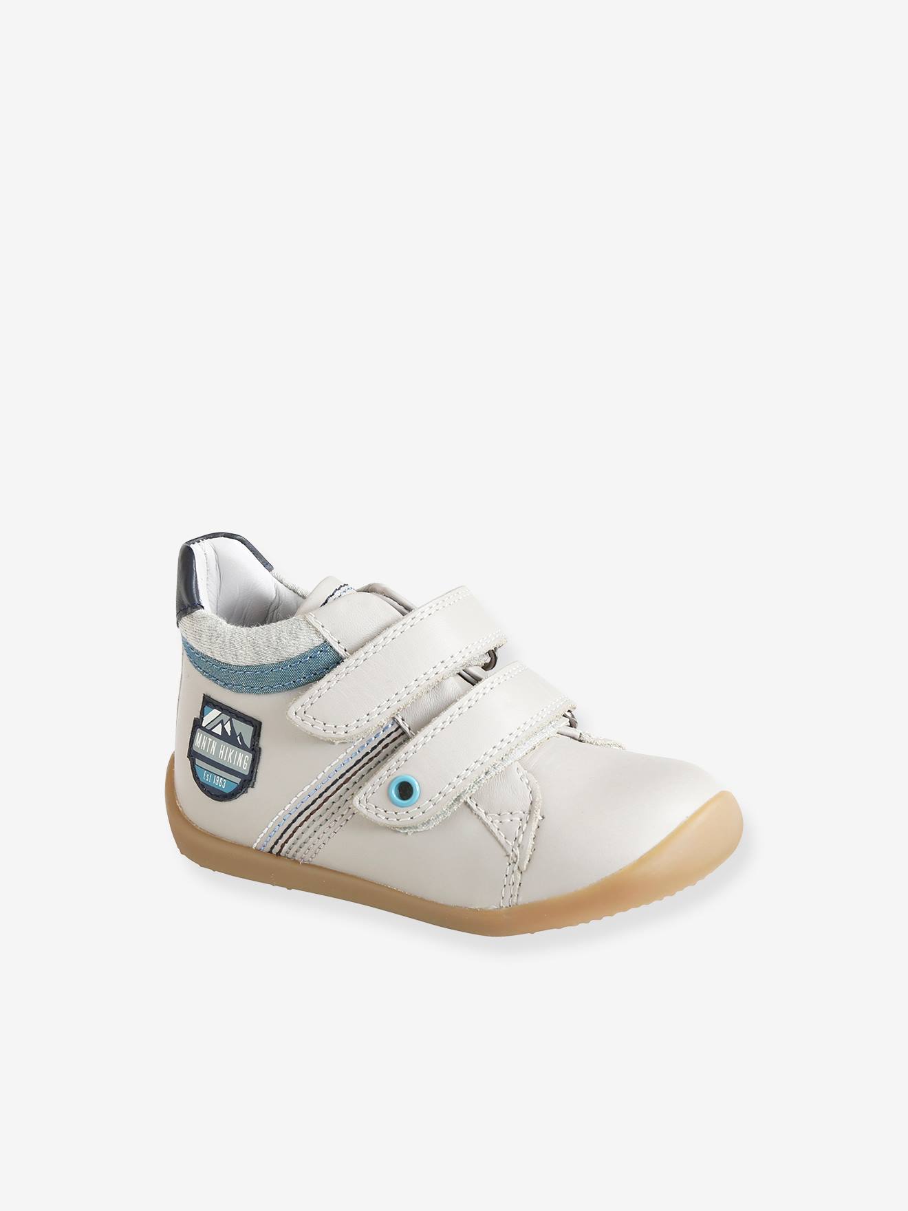 Bottillons cuir bébé garçon premiers pas gris clair