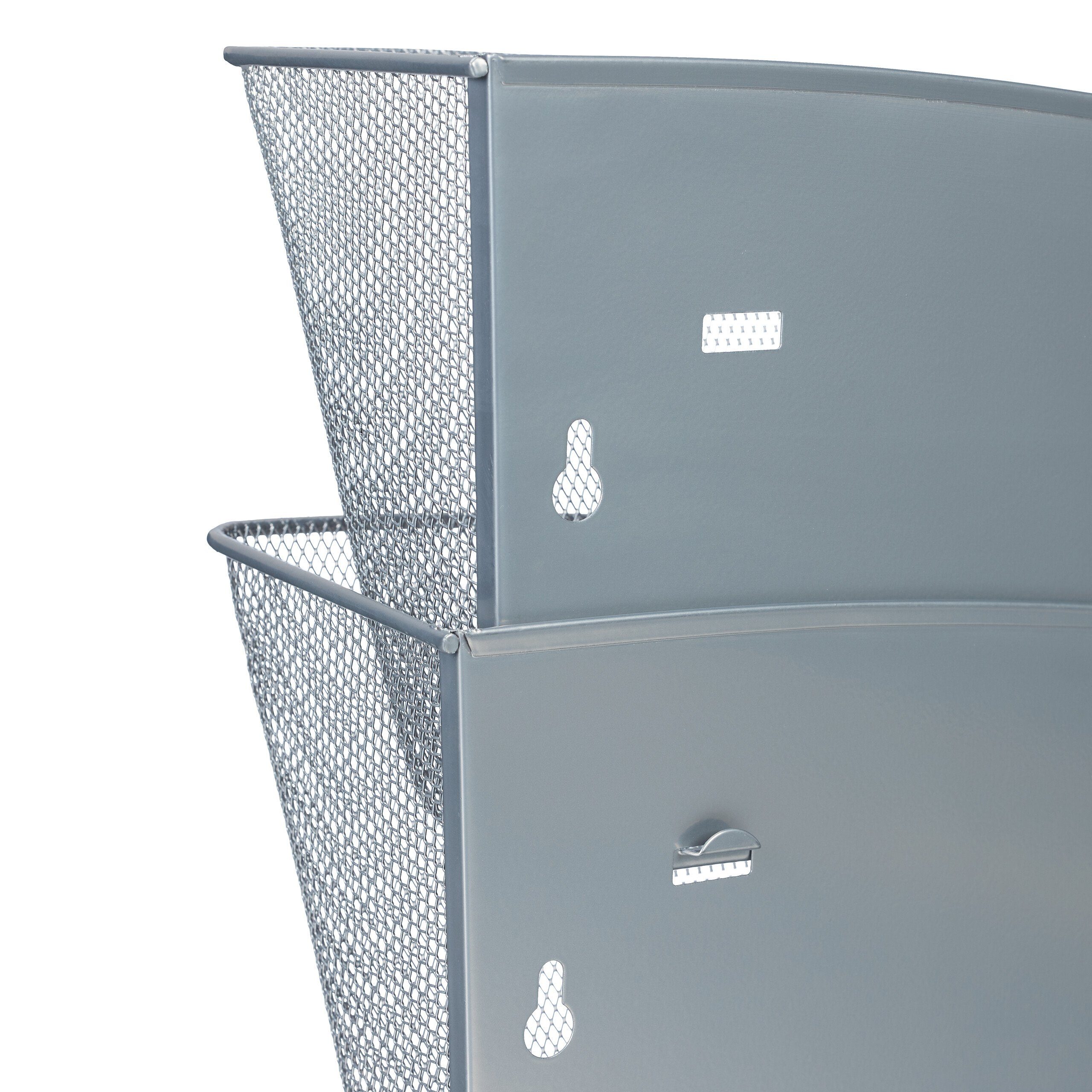 relaxdays Zeitungsständer Zeitschriftenhalter Wand 3er Set, Silber