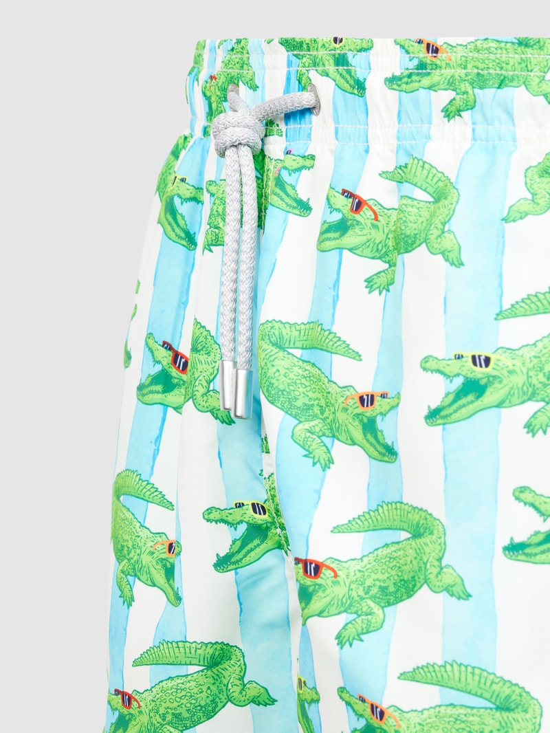 Badehose mit Allover-Muster Modell 'GUSTAVIA' in grün