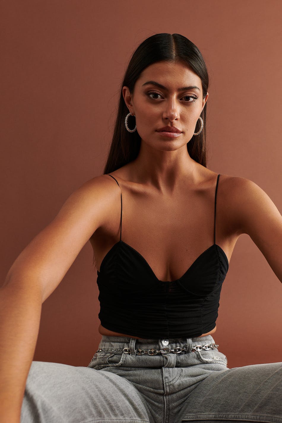 Ruched mesh top