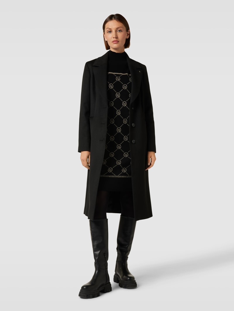 Knielanges Kleid mit Effektgarn in schwarz