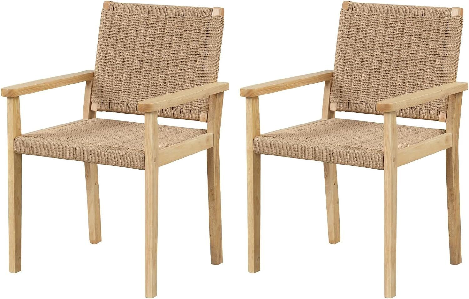 KOMFOTTEU Gartenstuhl Esszimmerstuhl (2er Set), bis zu 180 kg belastbar