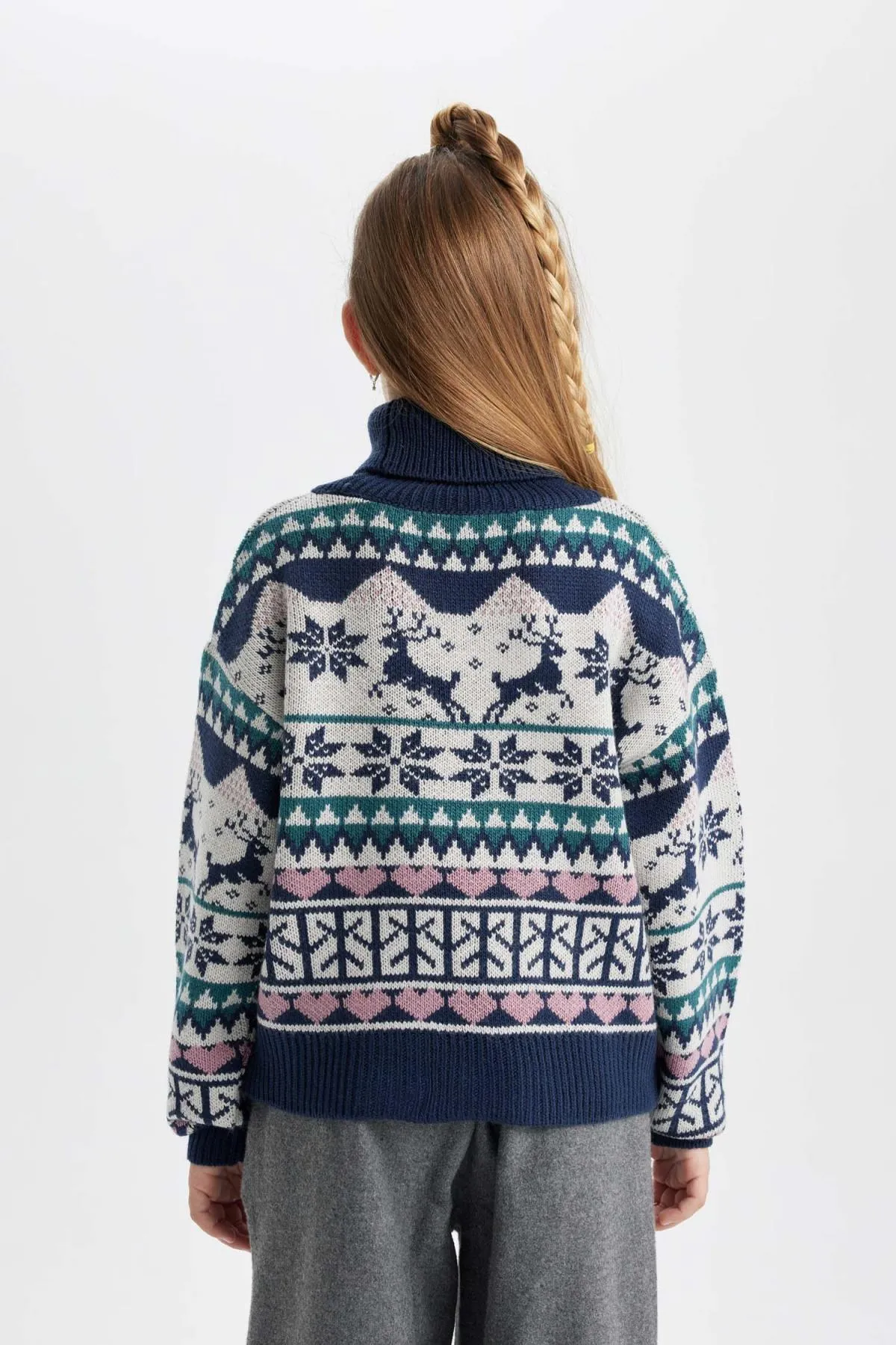 DeFacto  Rollkragenpullover für Mädchen mit Neujahrsmotiv