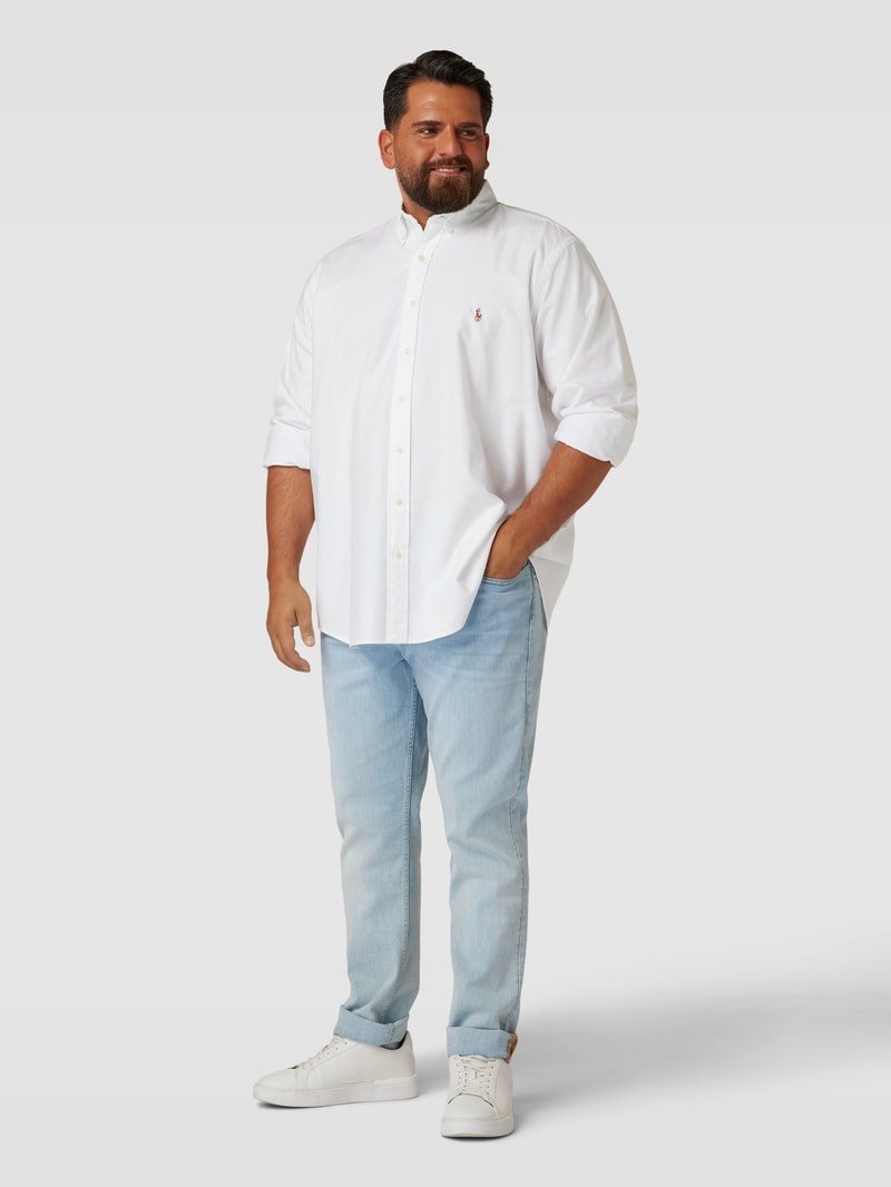 PLUS SIZE Freizeithemd mit Label-Stitching in weiß