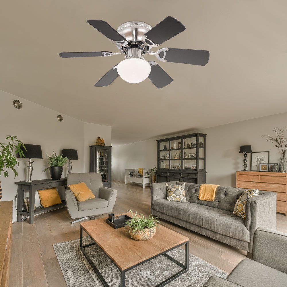 etc-shop Deckenventilator, Deckenventilator mit Beleuchtung und Zugschalter 2 Flügelfarben