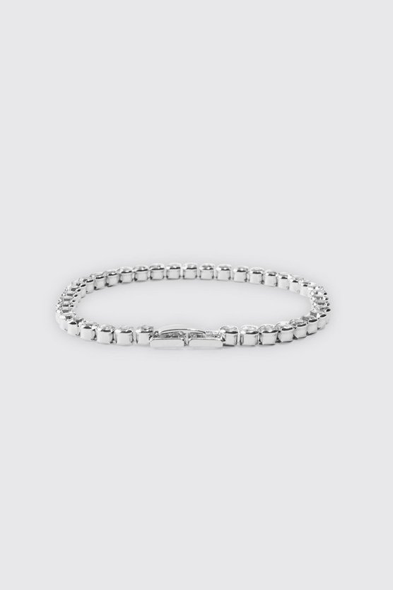 Silbernes Armband mit rundem Strass-Anhänger