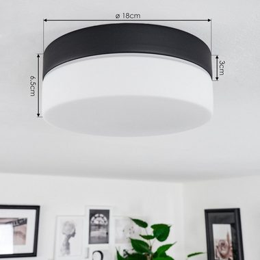 hofstein Deckenleuchte Sospirold aus Aluminium/Glas in Schwarz/Weiß, ohne Leuchtmittel, runde Deckenlampe, E27, IP44