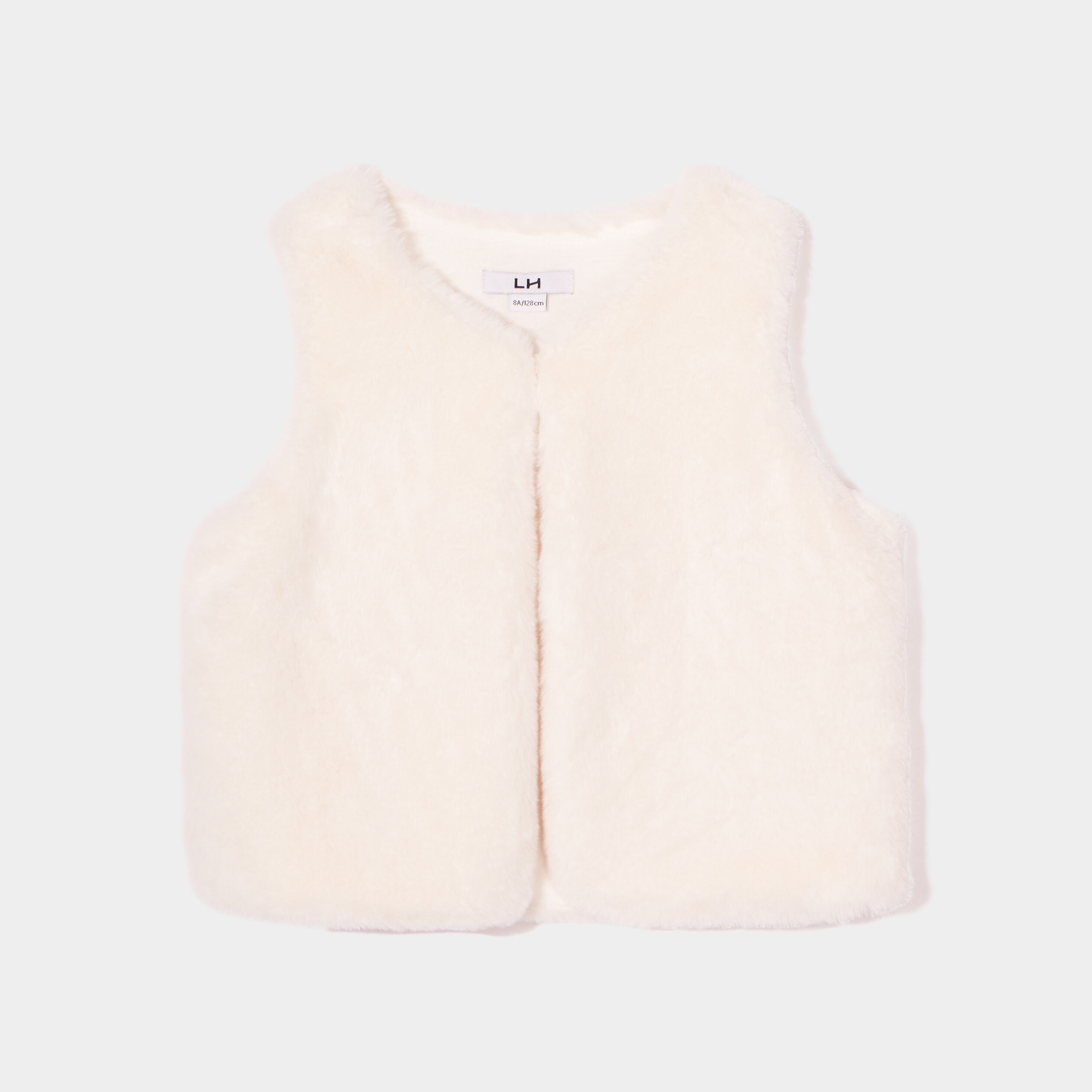 Gilet imitation fourrure sans manches ivoire fille | La Halle