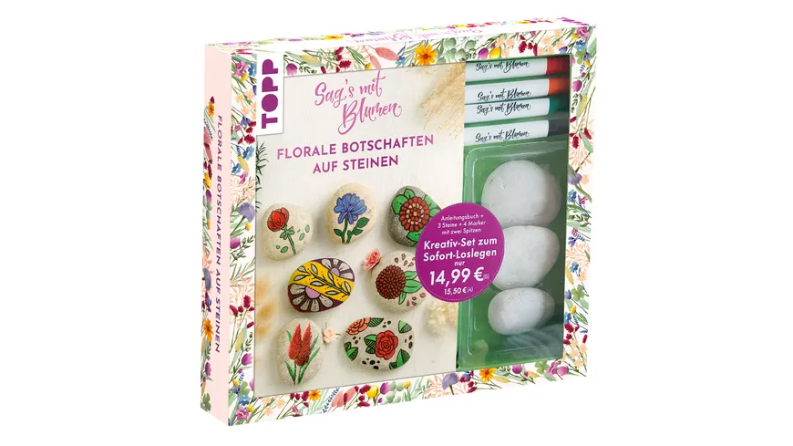 Kreativ-Set: Sag's mit Blumen - Florale Botschaften auf Steinen