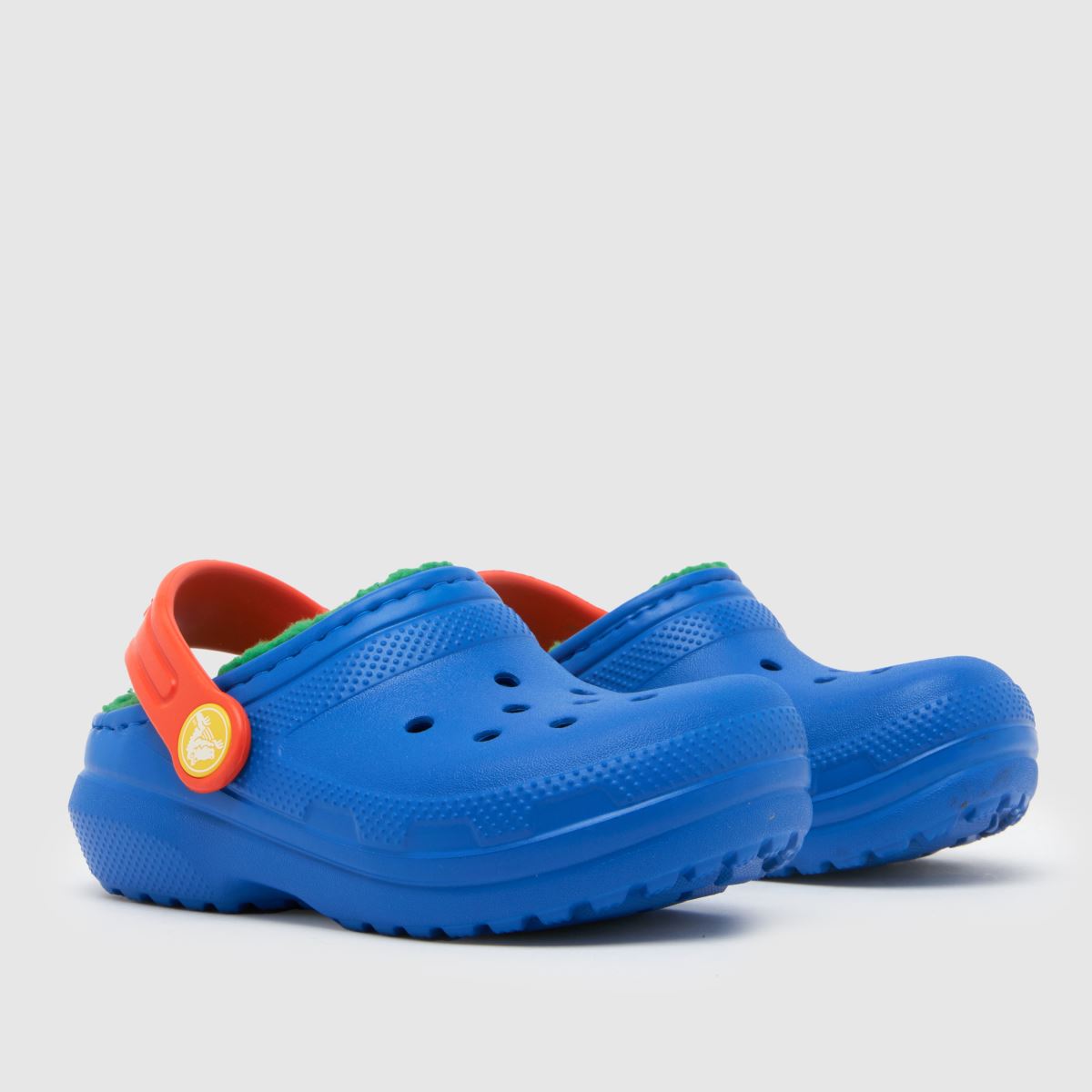 Crocs blå multifärgade klassiska fodrade träskor för pojkar, småbarnssandaler