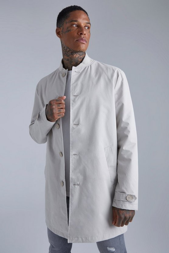 Einreihige Regenjacke mit Bomber-Kragen