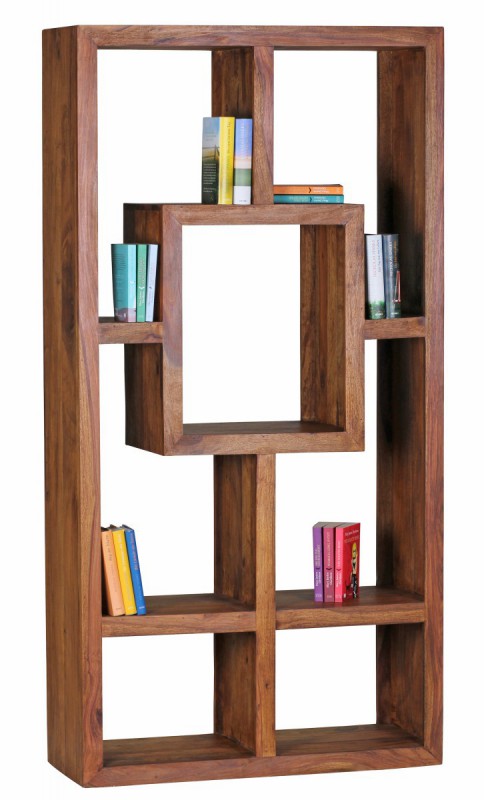 Wohnling Design Massives Bücherregal Sheesham 180 x 90 x 35 cm Massivholz