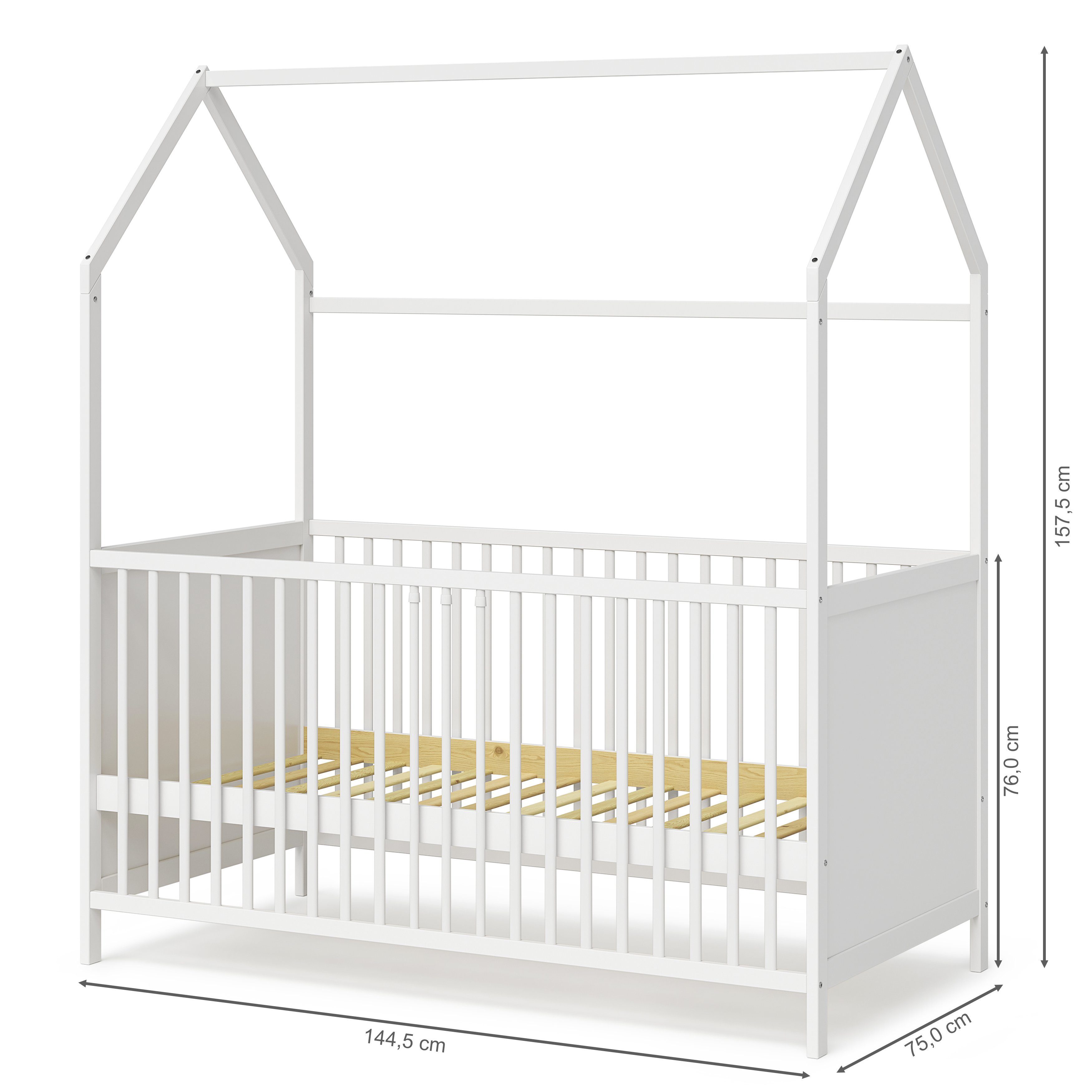 Bellabino Babybett Nika, mit 3-fach höhenverstellbarem Lattenrost, umbaubar zum Juniorbett