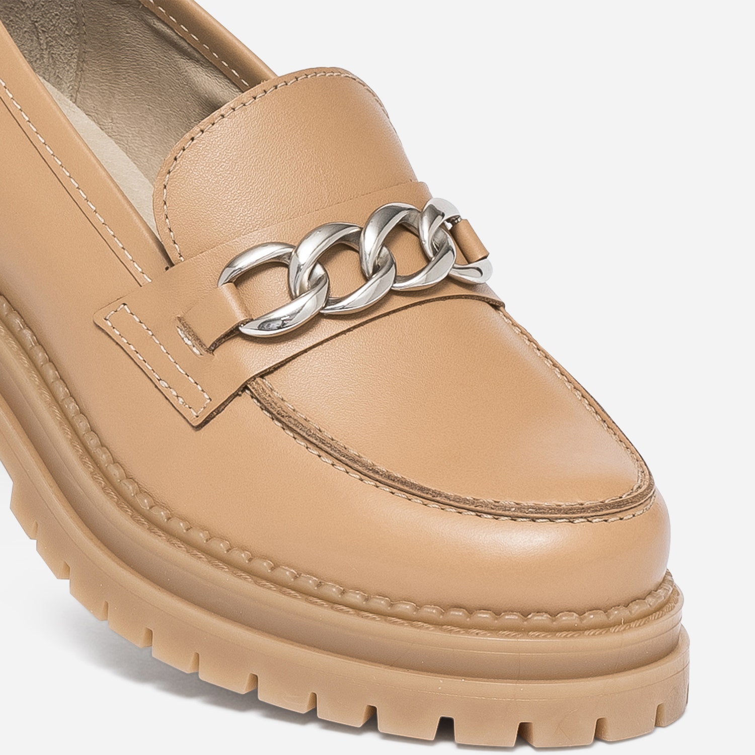 Mocassin TEXTO camel en cuir à semelle épaisse