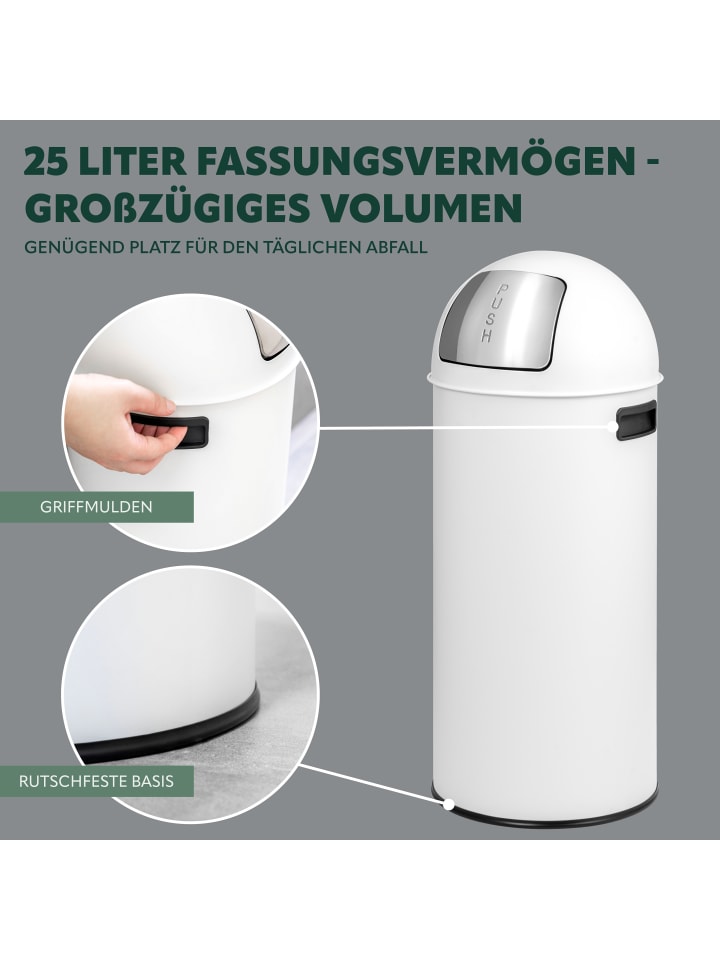 eluno Pushmülleimer 25 Liter aus Stahlblech, Retro Abfalleimer mit abnehmbarem Deckel günstig kaufen onesize