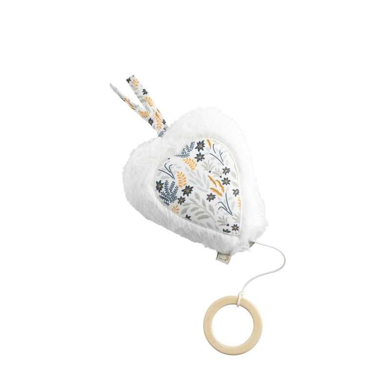 Peluche musicale feuille en velours blanc Promenons nous