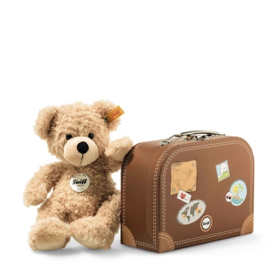Fynn Teddybär im Koffer, 28 cm, beige
